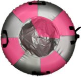 Санки Ватрушка Мега (армированный тент 600 ) Металлик-розовый